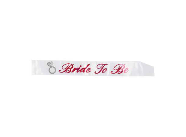 "BRIDE TO BE" - Hvit/Rosa 1 Ordensbånd i sateng - 78x9cm