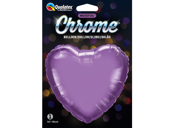 18H Chrome Purple – Hjerte (Pakket) 1 Folieballong - 46cm (18")