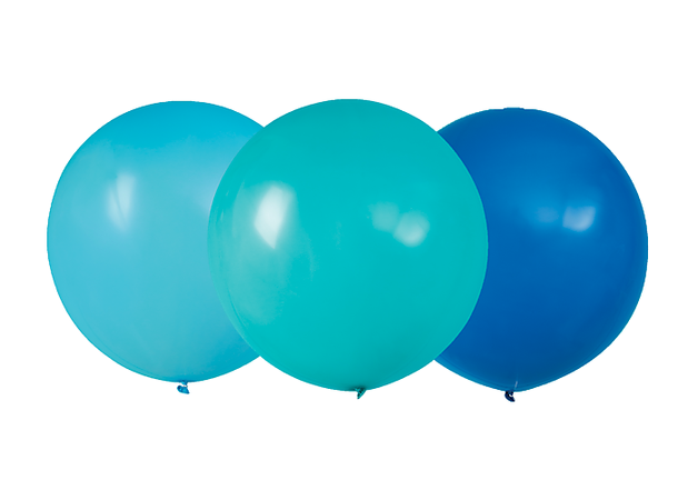 Ballonger - Blå og Turkis 60cm - 3pk