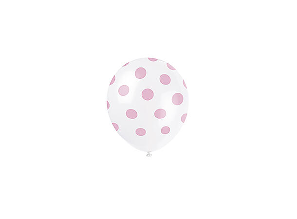 Ballonger med Prikker - Hvit og Rosa 30cm - 6pk