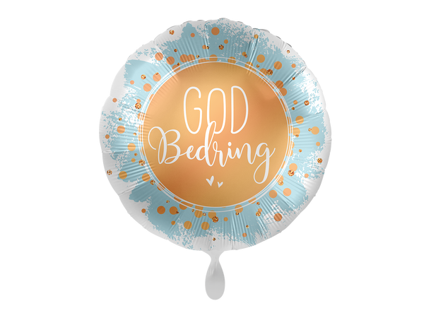 Folieballong - God Bedring - Gull & Blå 43cm