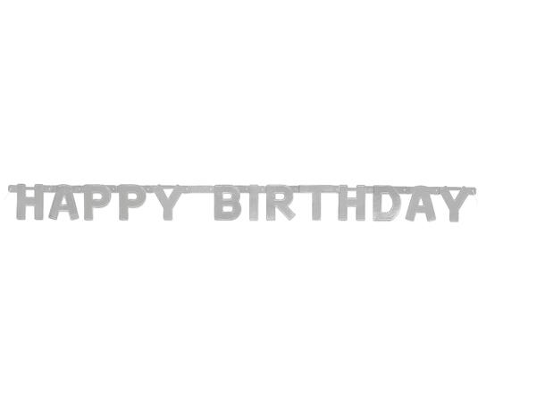 Leddbanner - "Happy Birthday" - Sølv 1,22m