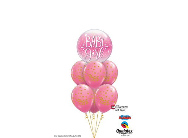 Premium Folieballong - "Baby Girl" Rosa Prikkete - 46cm