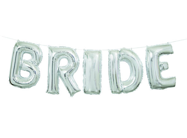 Ballongbanner - "BRIDE" - Sølv 36cm