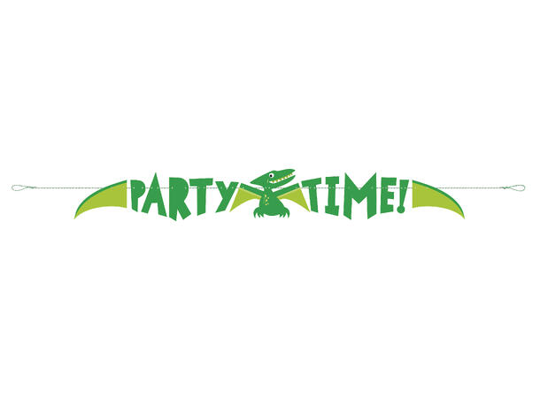 Bokstavbanner - "Party Time" - Dinosaur 123cm