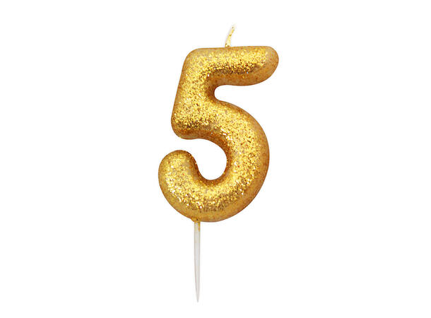 Kakelys - Nummer 5 - Glitter Gull 7cm