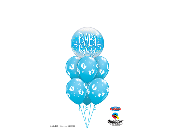 Premium Folieballong - "Baby Boy" Blå Prikkete - 46cm