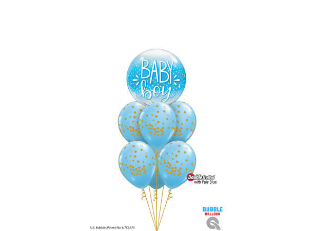 Premium Folieballong - "Baby Boy" Blå Prikkete - 46cm