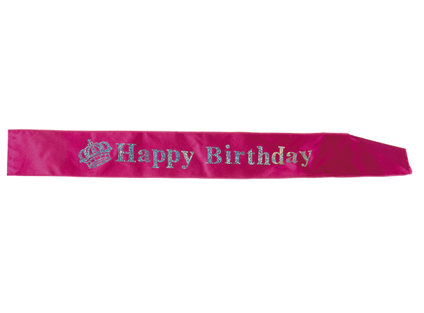"HAPPY BIRTHDAY" - Rosa 1 Ordensbånd i sateng - 78x9cm