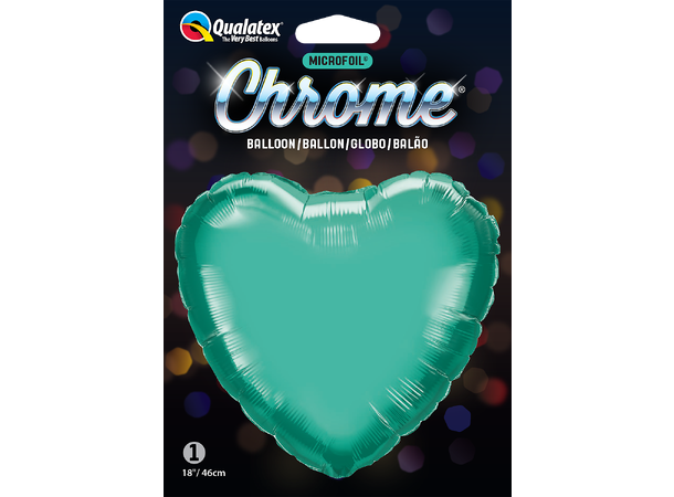 18H Chrome Green – Hjerte (Pakket) 1 Folieballong - 46cm (18")