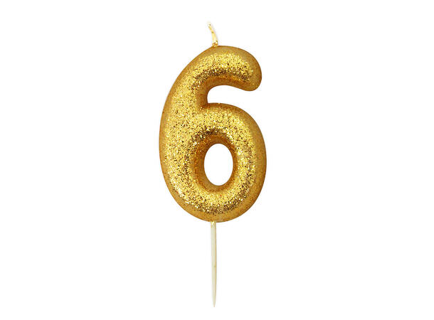 Kakelys - Nummer 6 - Glitter Gull 7cm
