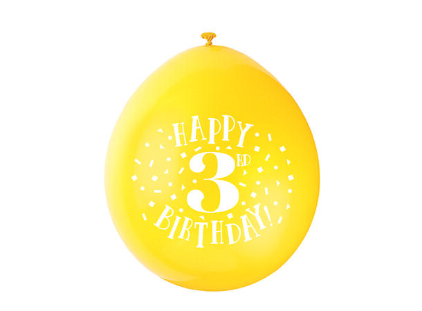 Ballonger - 3 År "Happy 3rd Birthday" Assortert - 25cm - 10pk