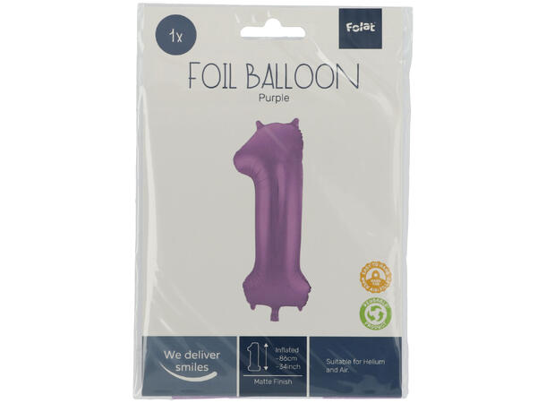 Tallballong Folie - Nummer 1 - Lilla 86cm