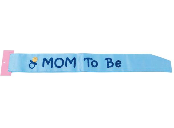 "Mom to be" - Blå 1 Ordensbånd i sateng - 78x9cm