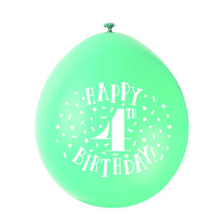 Ballonger - 4 År "Happy 4th Birthday" Assortert - 25cm - 10pk