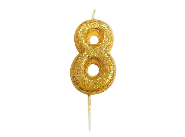 Kakelys - Nummer 8 - Glitter Gull 7cm