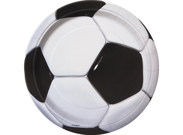 3D Fotball - Plastfri 8 Runde tallerkener i papp - 23cm