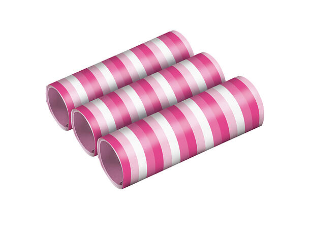 Serpentiner - rosa og hvit 3 serpentiner i papir - 4m