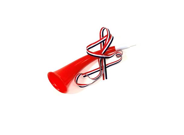 Viking horn - Rød med flaggbånd 1 Festfløyte i plast - 27cm