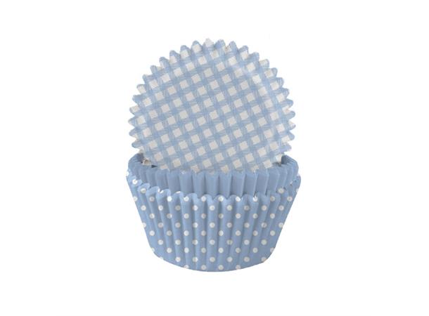 Cupcakeformer - Blå Ruter & Prikker 3.2x4.8cm - 75pk