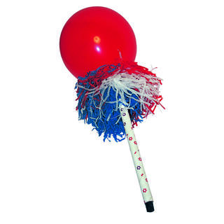 Fløyte m/ballong og dusk - Rød/Hvit/blå 1 Festfløyte - 34cm