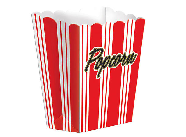 Hollywood tema- Popcorn 8 Popcornbokser i papir - 9,5x13x4cm