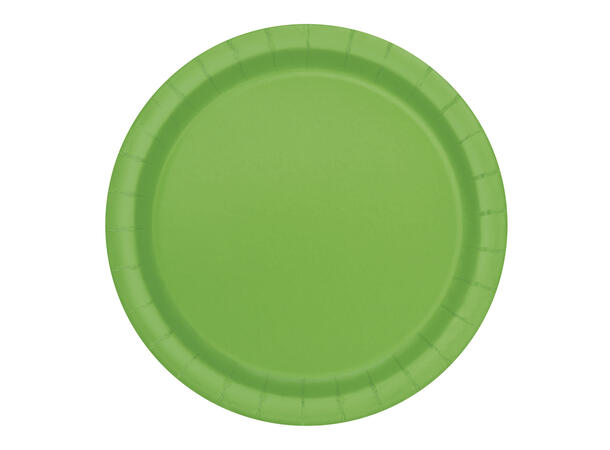 Ensfarget Limegrønn - Plastfri 8 Runde tallerkener i papp - 23cm