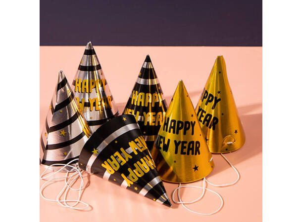 Happy New Year - Black & Gold HNY 6 Hatter i pair
