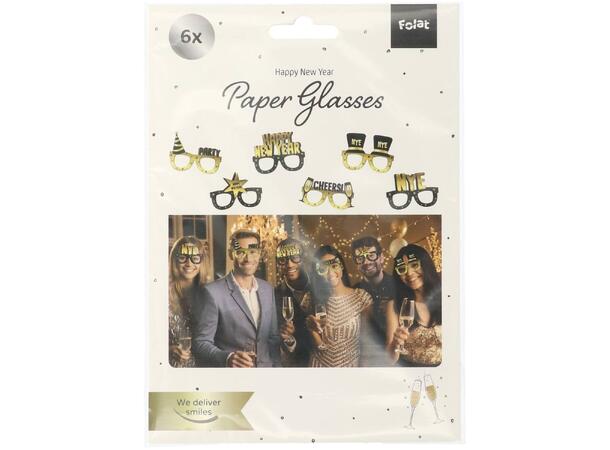 Happy New Year - Black & Gold HNY 6 Par briller i papir