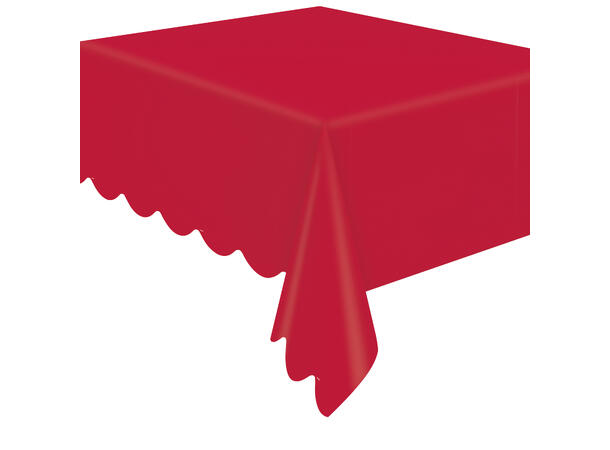 Ensfarget - Rød duk med bølgekant 1 Papirduk firkantet - 137x214cm