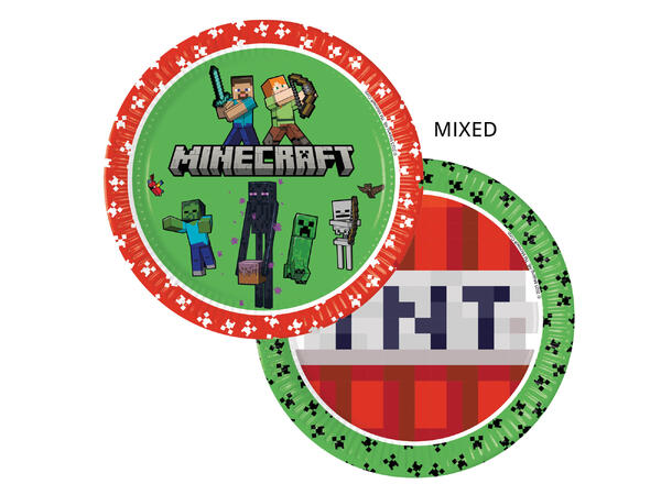 Tallerkener - Minecraft - Papp 23cm - 8pk