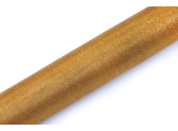 Bordløper - Organza - Glitter Gull 1 Rull i stoff - 0,36x9 lm