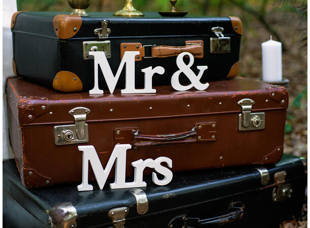 Dekorasjon "Mr & Mrs" - Hvit Dekorasjoner i tre - 50x9,5
