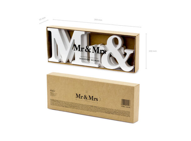 Dekorasjon "Mr & Mrs" - Hvit Dekorasjoner i tre - 50x9,5