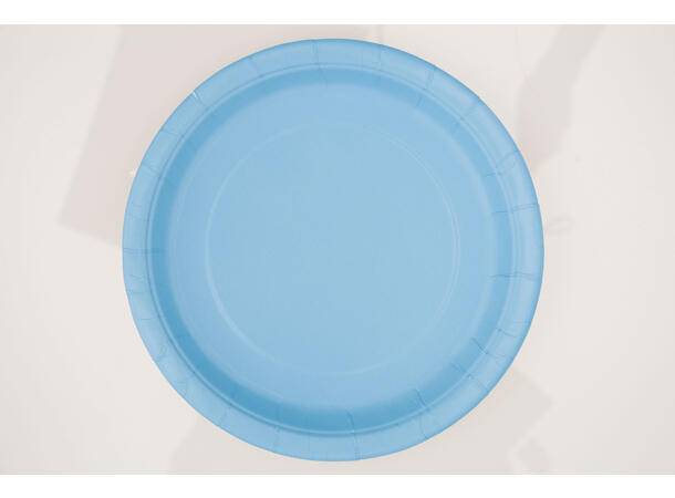 Ensfarget Lys Blå - Plastfri 8 Runde tallerkener i papp - 23cm