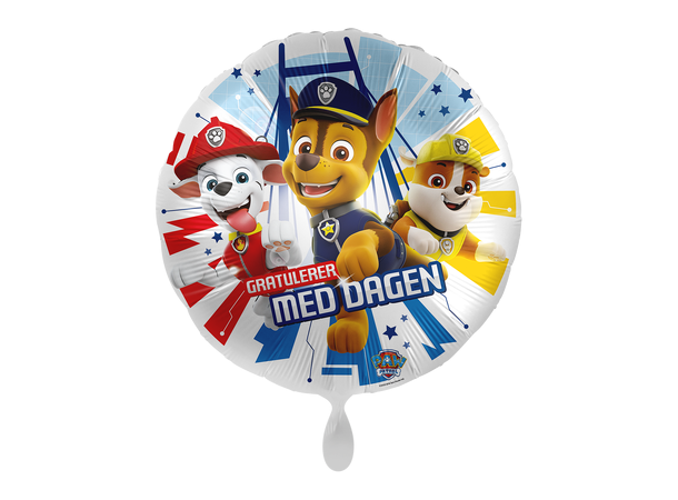 Gratulerer med dagen - PAWect - Heroes 1 Folieballong rund - 17" - (43cm)