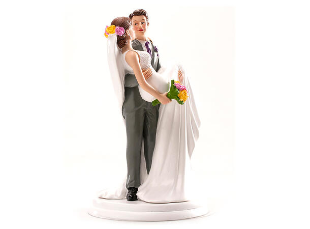 Brudepar - bruden i armene - Kaketopp 1 Kakefigur i plast - 20cm