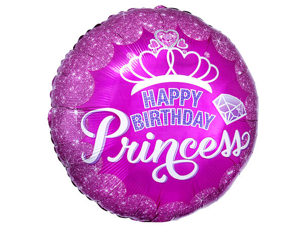 Prinsessekrone med diamanter 1 Folieballong rund - 43cm (18")