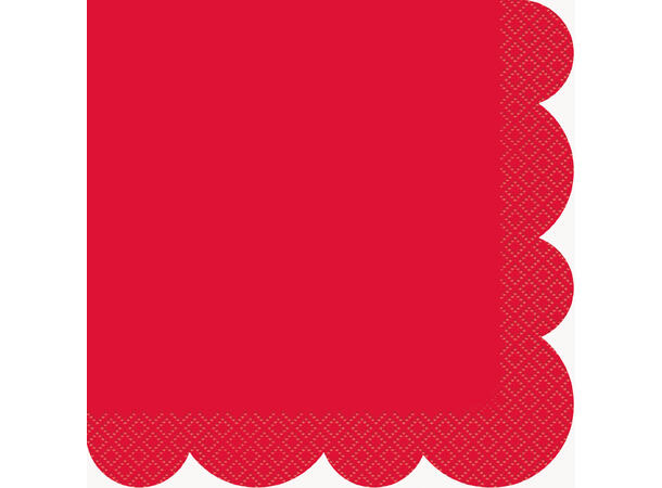 Elegant Valentine - Rød med bølgekant 16 Lunchservietter - 33x33cm
